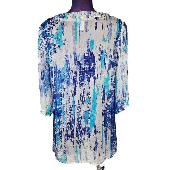 Soft Surroundings‎ Silk Tides Blue Tunic Top Cover-Up Size Small Women's D7 - Picture 5 of 8